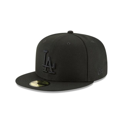 Black Los Angeles Dodgers Hat - New Era MLB Blackout Basic 59FIFTY Fitted Caps USA9058674